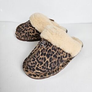 Bearpaw Animal Print Leopard Shearling Lined Clogs Slippers Kids Girls Size 1